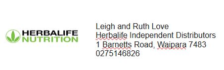 Herbalife Nutrition
Leigh and Ruth Love
1 Barnetts Road, Waipara 7483
0275146826